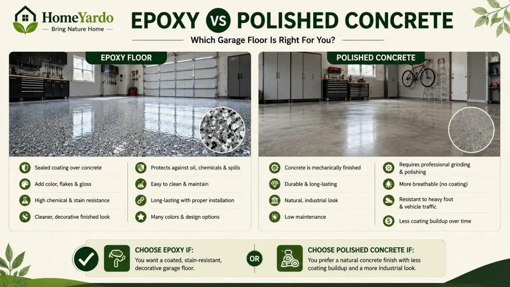 Epoxy Vs Polished Concrete Garage Floor