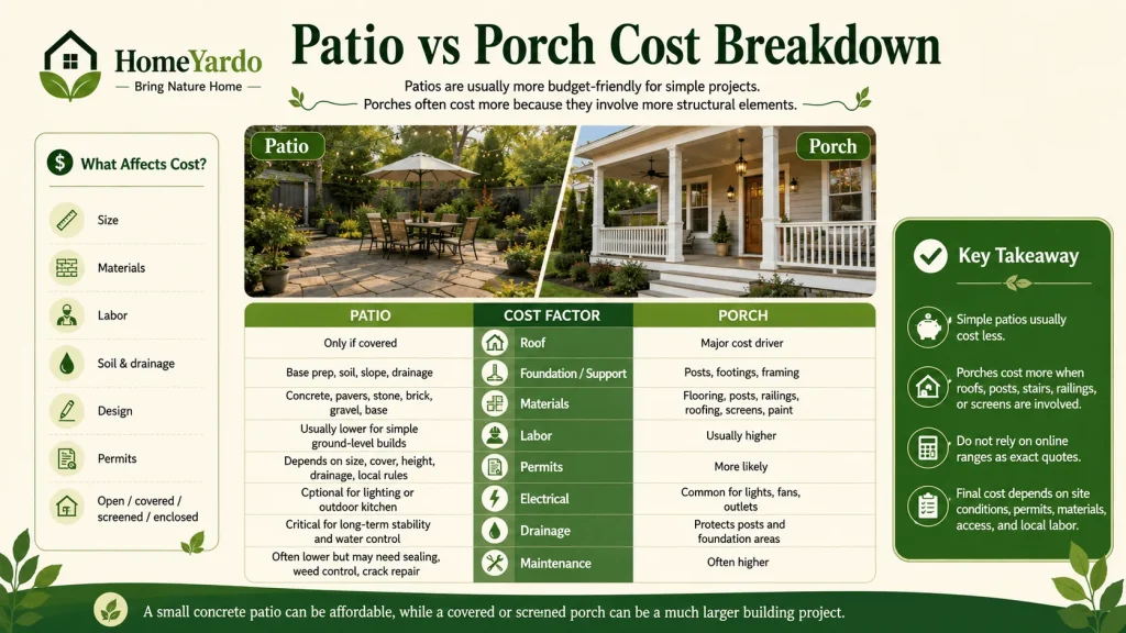 Patio vs Porch Cost Breakdown 