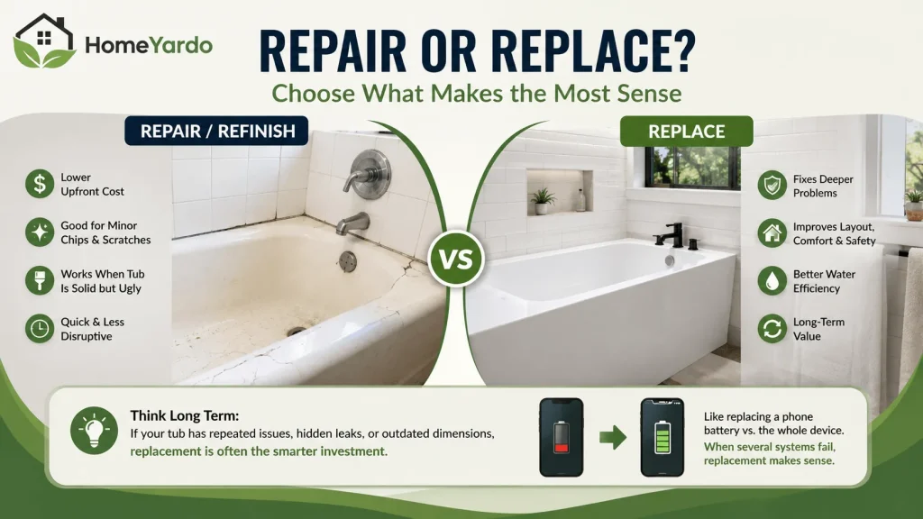 How Replacement Compares With Refinishing or Repair