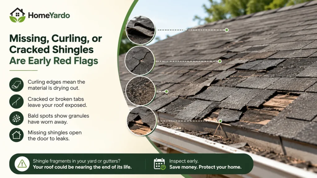 Missing, Curling, or Cracked Shingles Are Early Red Flags