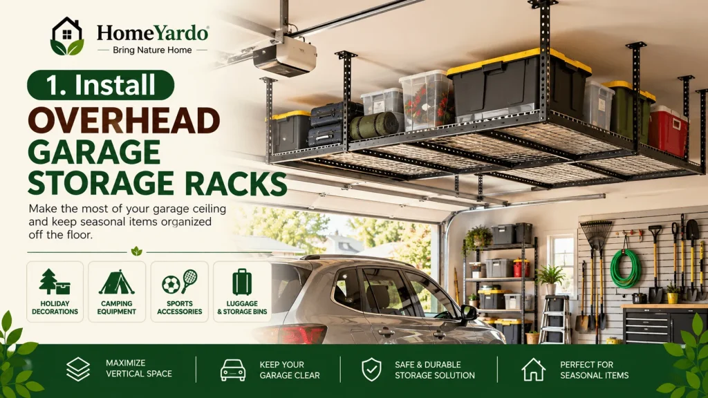 1. Install Overhead Garage Storage Racks