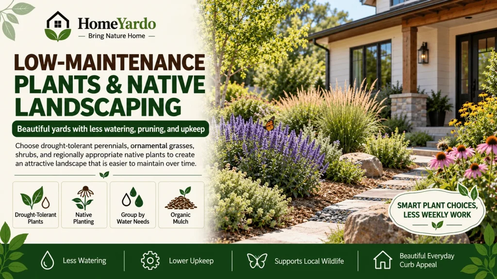 2. Low-Maintenance Plants and Native Landscaping