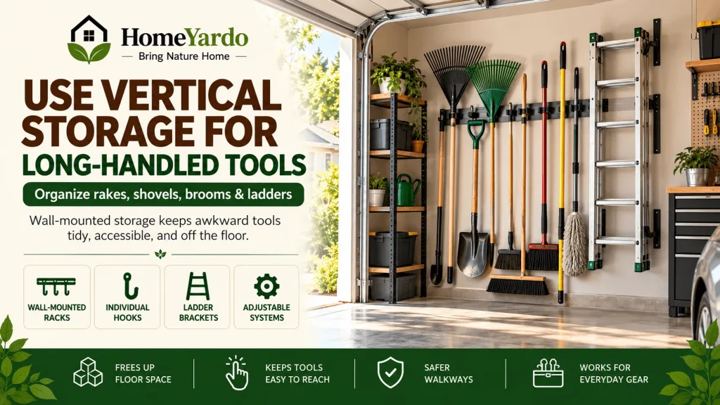 5. Use Vertical Storage for Long-Handled Tools