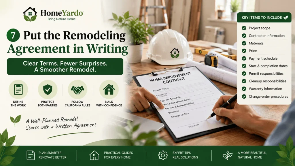 7. Put the Remodeling Agreement in Writing