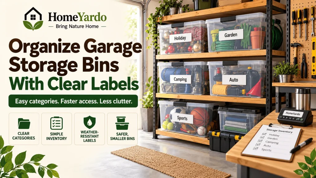 8. Organize Garage Storage Bins With Clear Labels