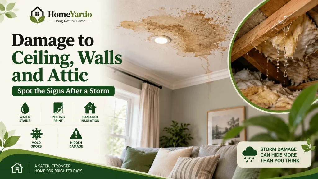 Damage to Ceiling, Insulation, Walls, and Attic