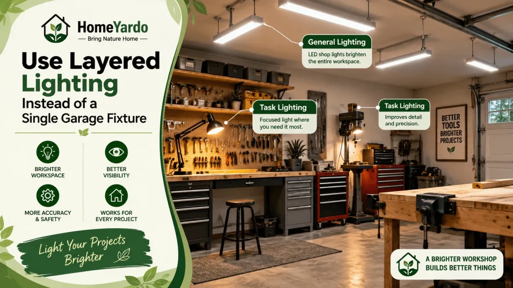 Use Layered Lighting Instead Of A Single Garage fixture