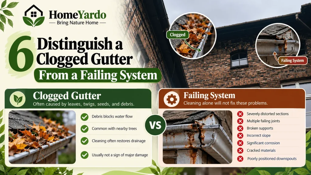 6. Distinguish a Clogged Gutter From a Failing System