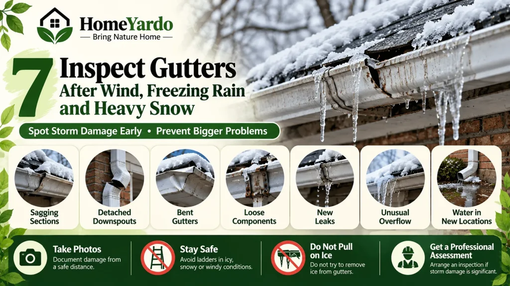 7. Inspect Gutters After Wind, Freezing Rain, and Heavy Snow