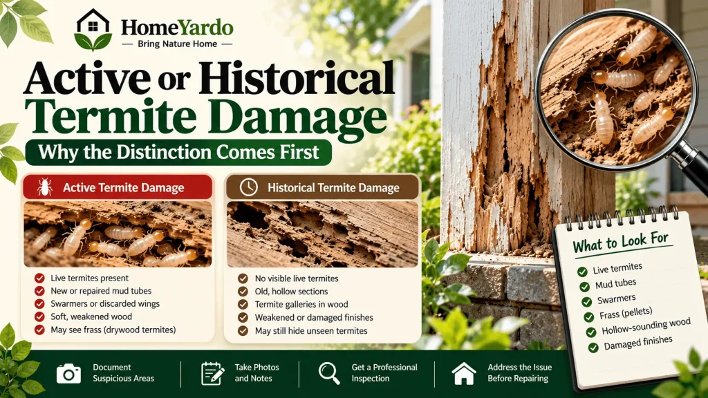 Active or Historical Termite Damage: Why the Distinction Comes First