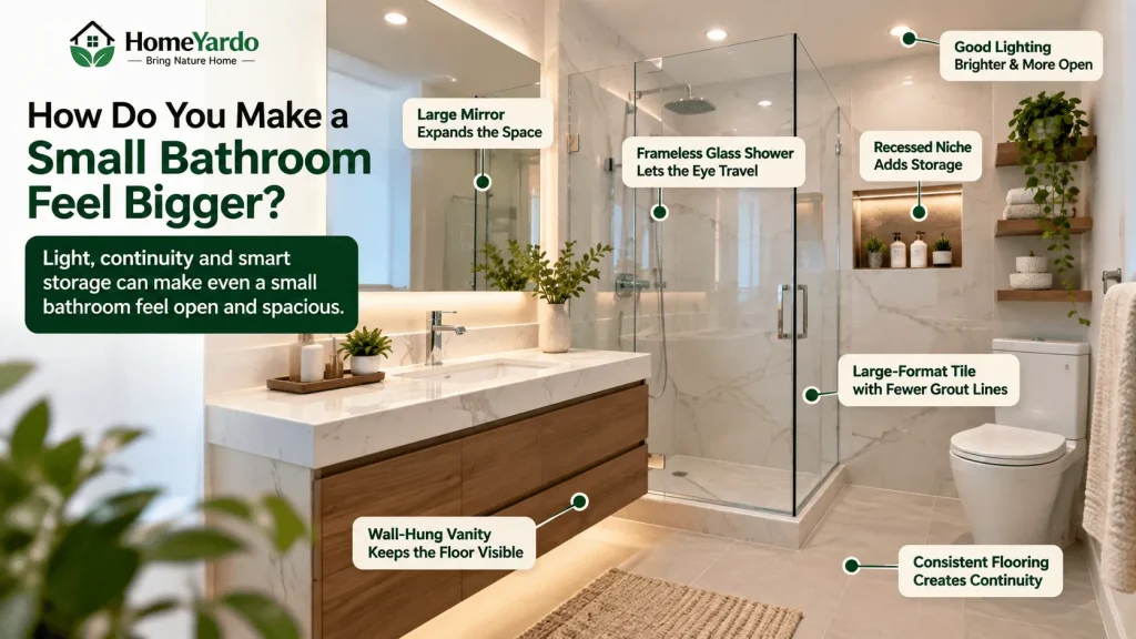 How do you make a small bathroom feel bigger