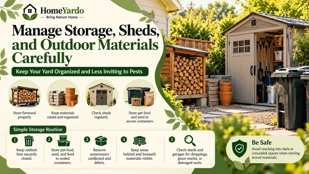 Manage Storage, Sheds, and Outdoor Materials Carefully