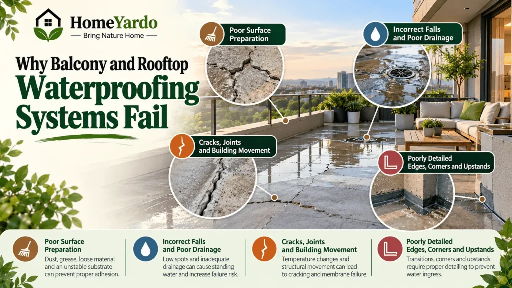 Why Balcony and Rooftop Waterproofing Systems Fail