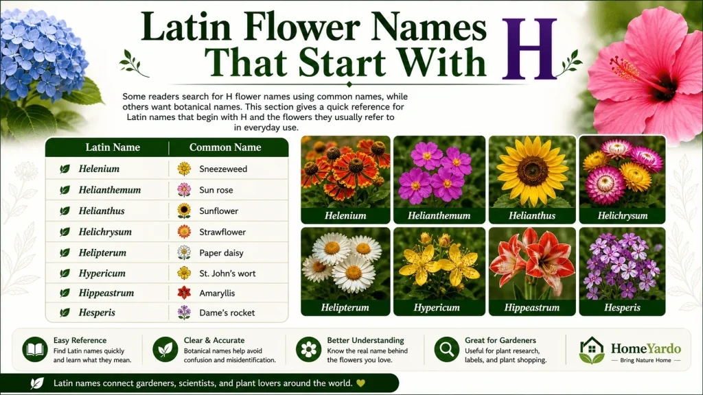 Latin Flowers Names that start with H