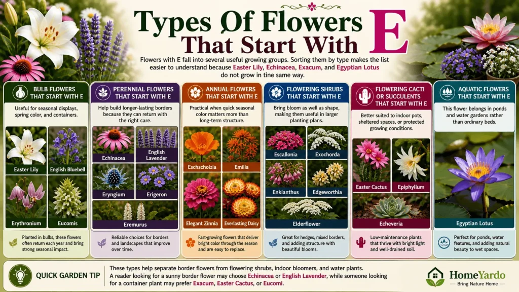 Types Of Flowers That Start With E