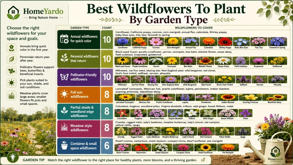 Best Wildflowers To Plant By Garden Type