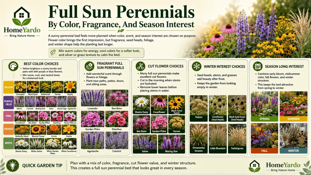 Full Sun Perennials By Color, Fragrance, And Season Interest