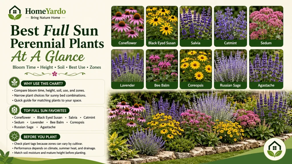 Best Full sun perennails plants at a glance