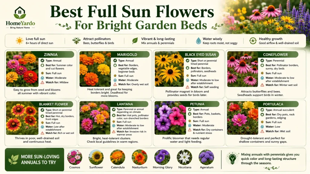 Best Full Sun Flowers For Bright Garden Beds