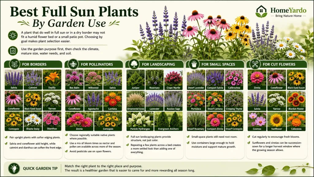 Best Full Sun Plants By Garden Use
