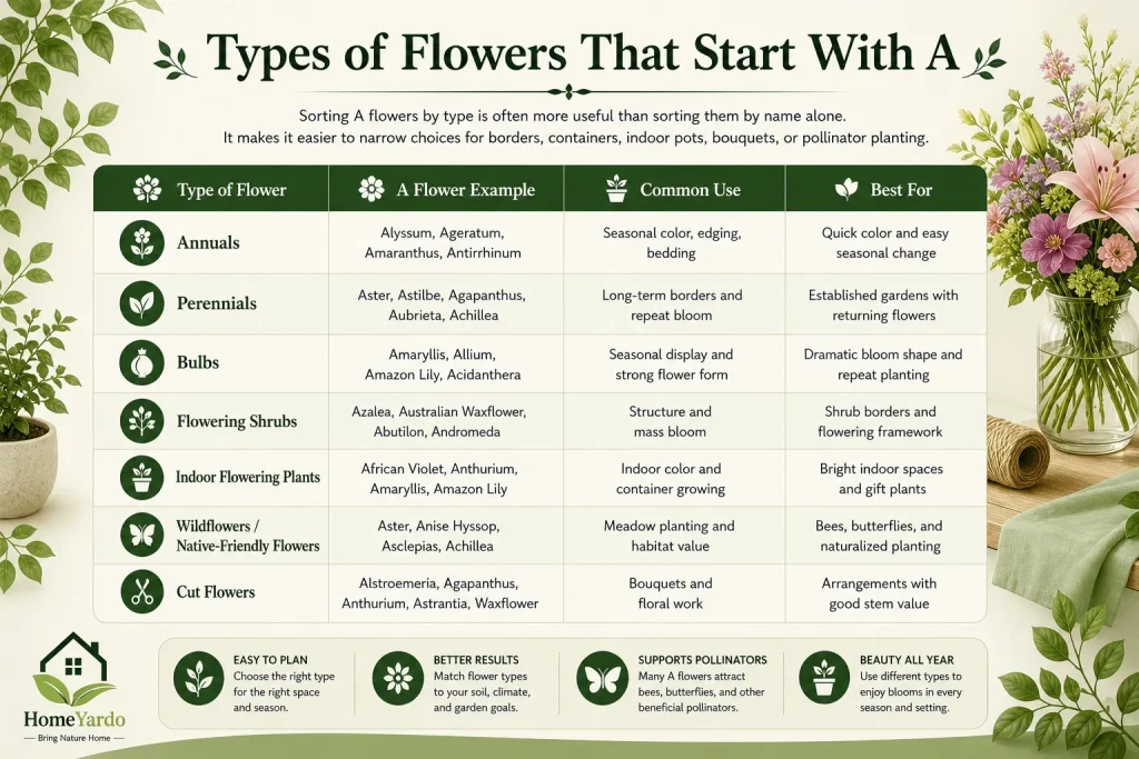 Types of Flowers That Start With A