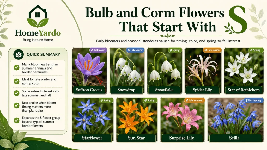 Bulb and Corm Flowers That Start With S