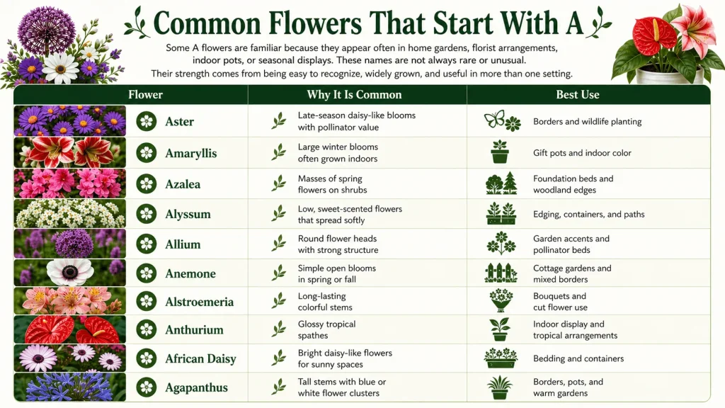 Common Flowers That Start With A