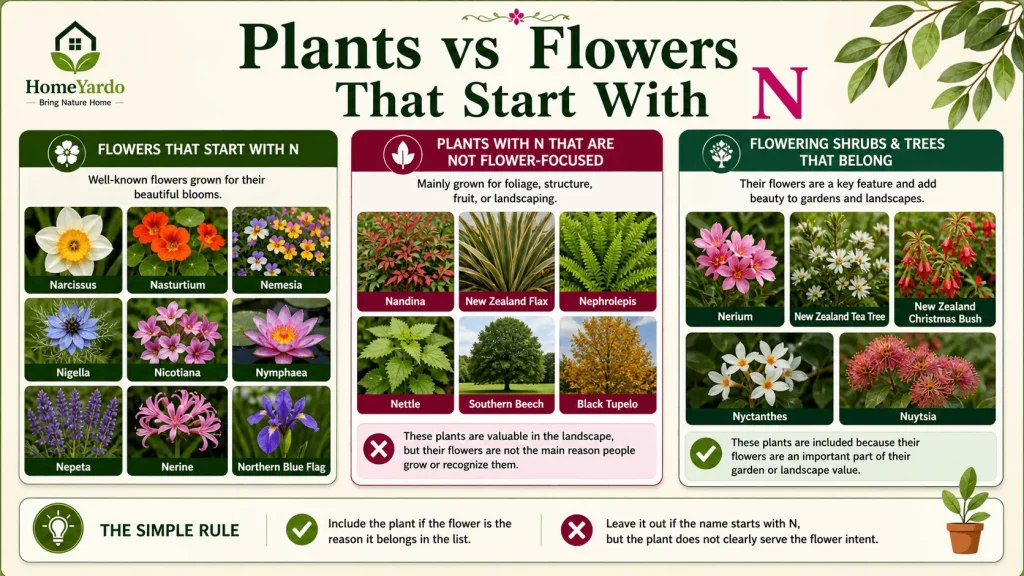 Plant vs FLOWER THAT START WITH N