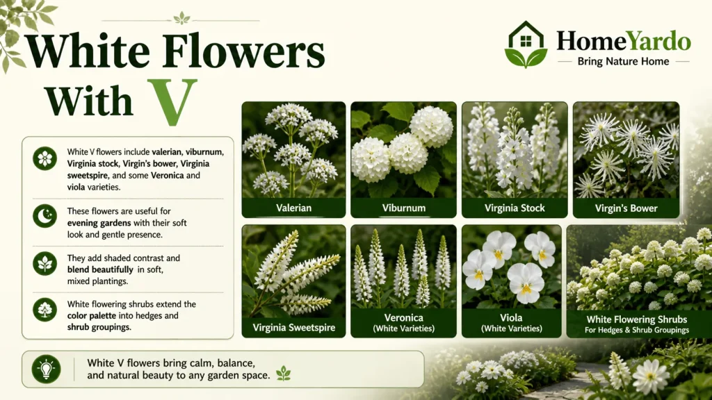 white flowers that start with V