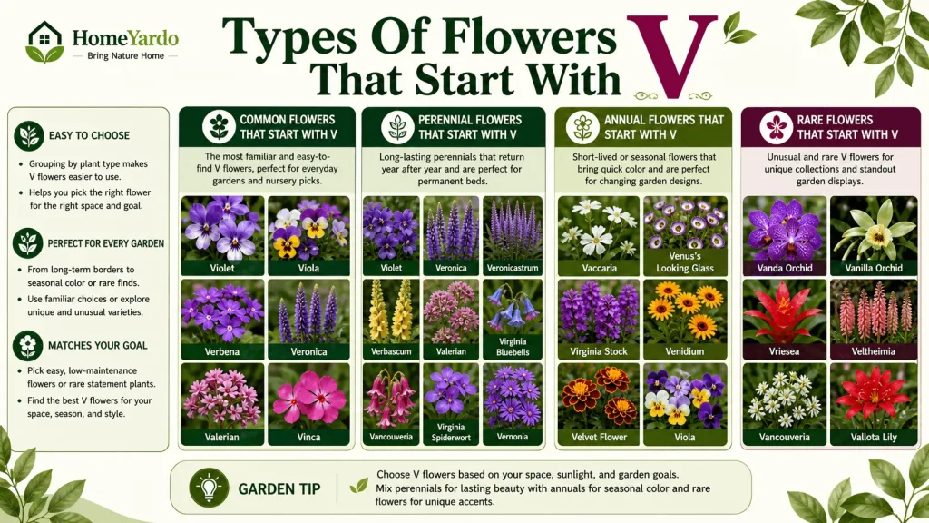 Types of flowers that start with V