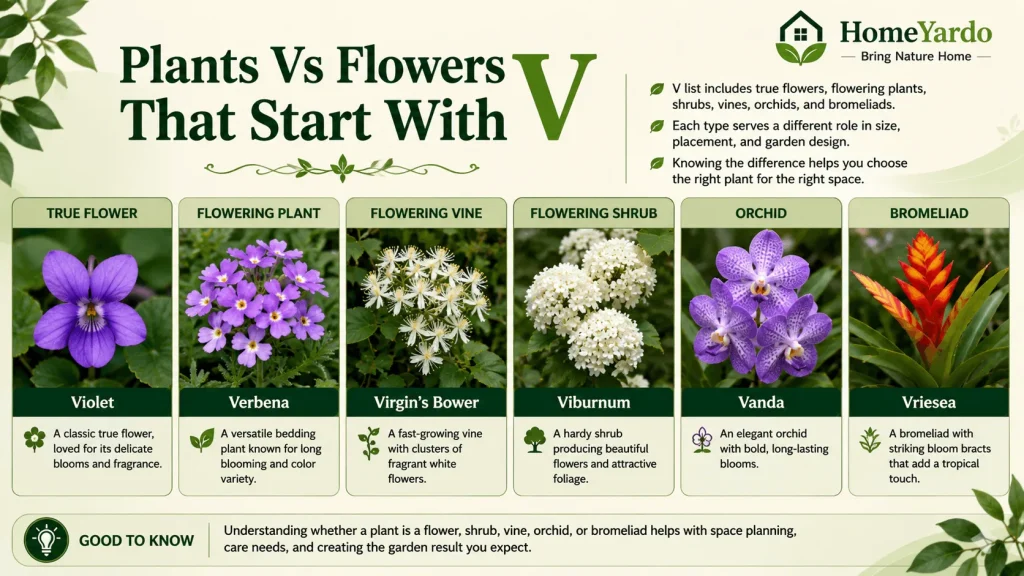 Plants vs Flower that start with V