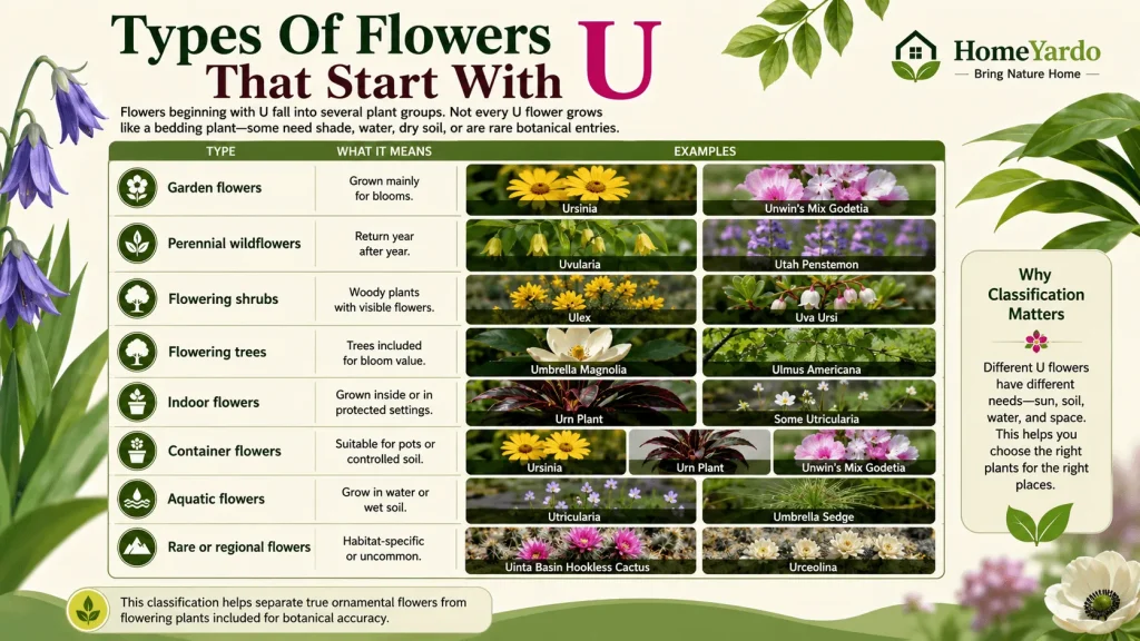 Types Of Flower that start with U