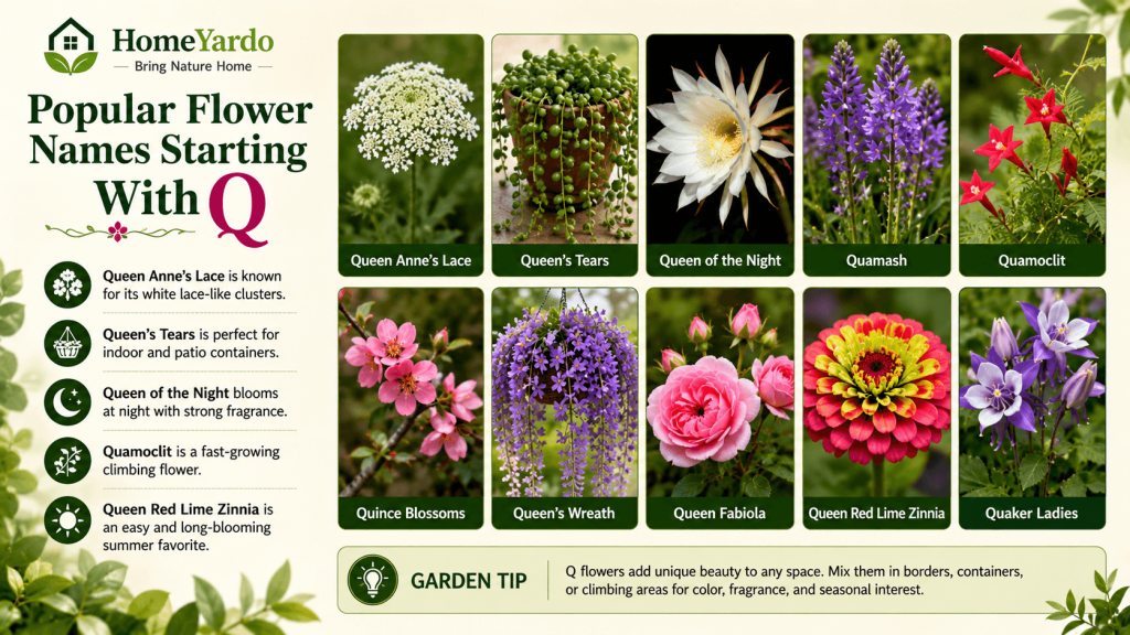 Popular flower names that star with q