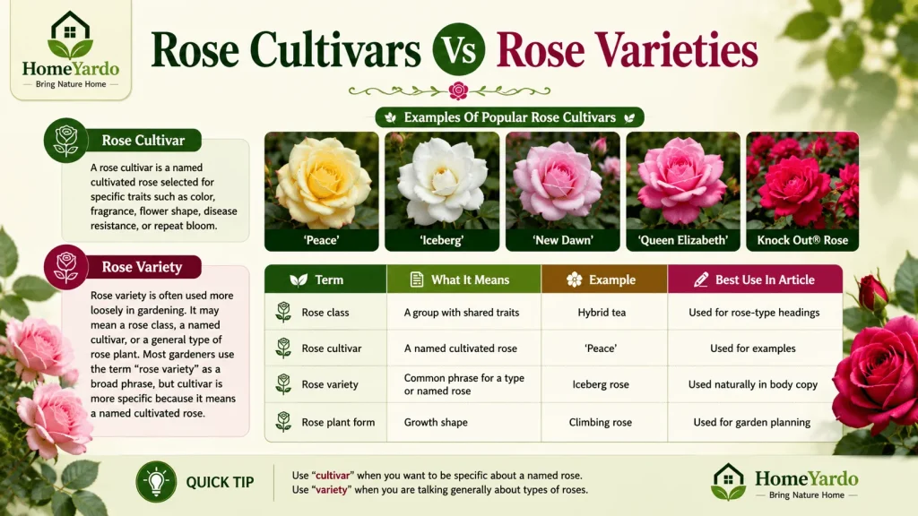 Rose cultivars vs Rose varieties
