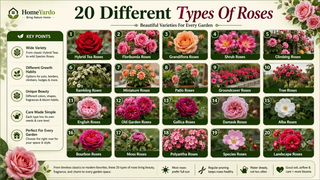 20 different types of roses