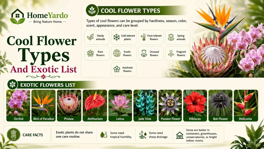 Cool flower types and exotic list