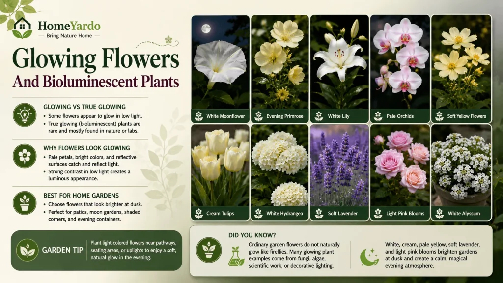 Glowing flowers and Bioluminescent flowers