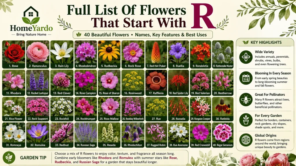 Full list of R flowers