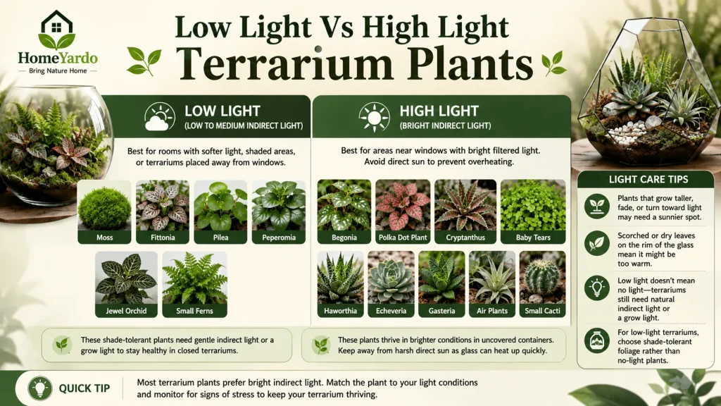 Low light vs High light Terrarium Plants