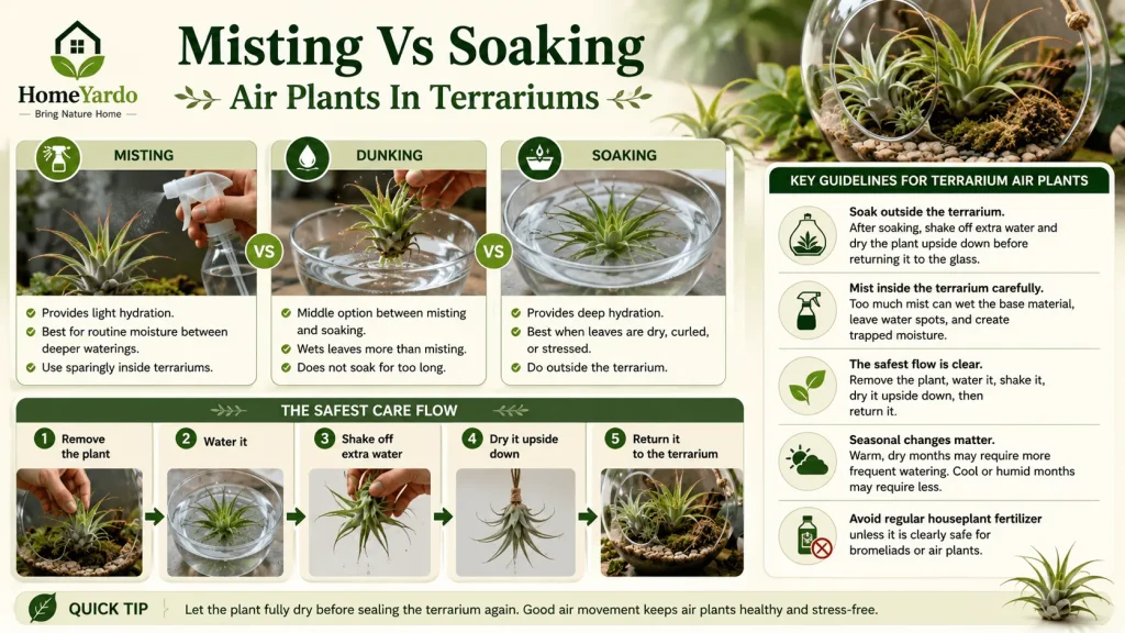 Misting vs soaking air plants in terrariums