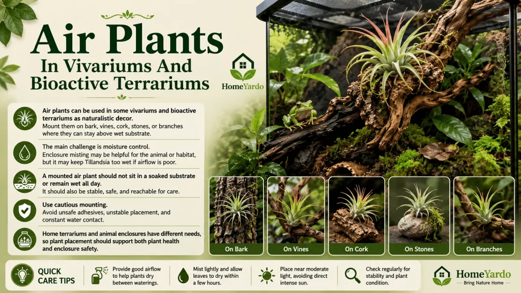 Air plants in vivariuma and bioactive terrariums