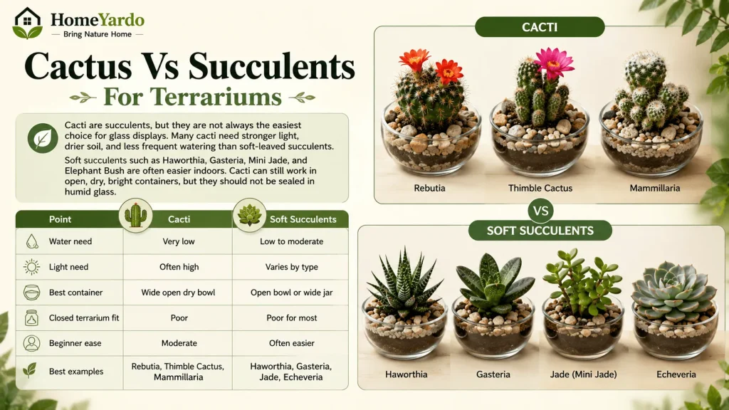 Cactus vs succusluents for terrariums
