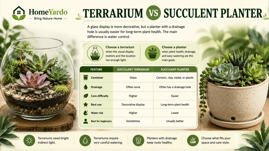 Terrarium vs succulents planter