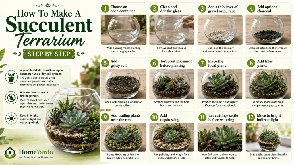 How to make a succulent terrarium step by step
