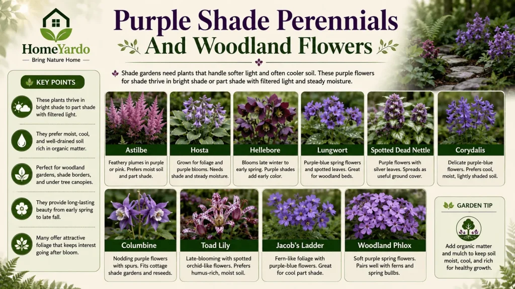 Purple Shade Perennials And Woodland Flowers