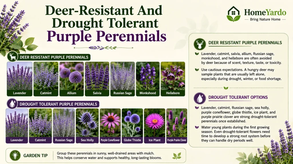 Deer resistant and drouught tolerant puprle perennials