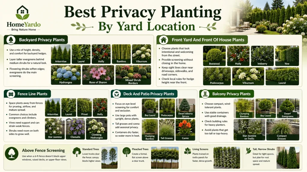 Best Privacy Planting By Yard Location