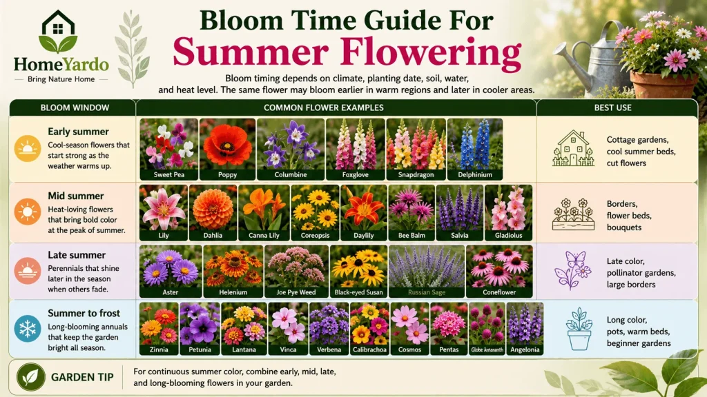 Bloom Time Guide For Summer Flowering
