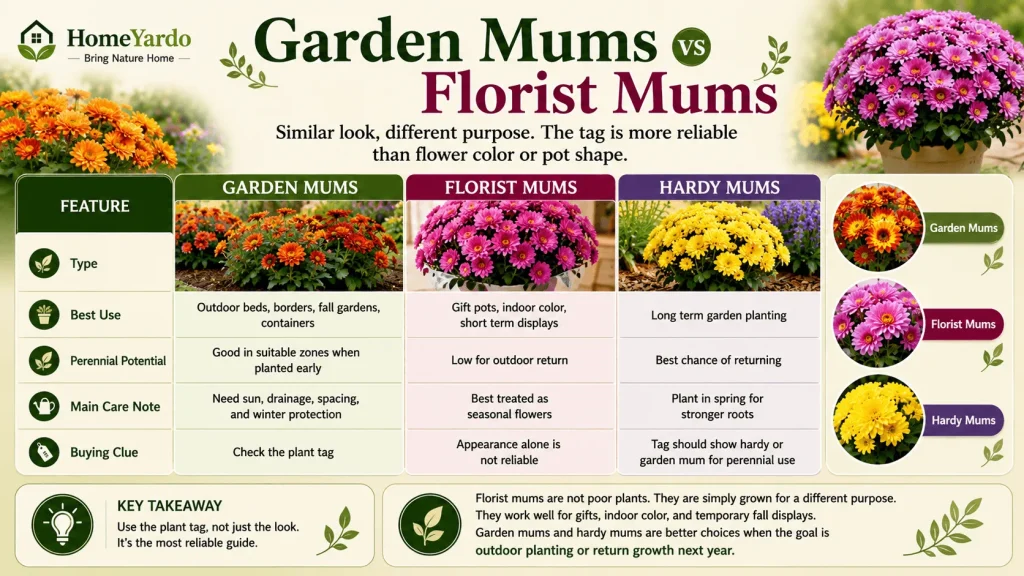 Garden Mums vs florist mums
