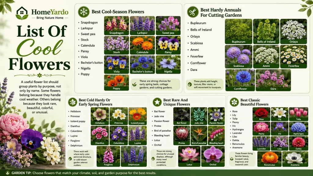 List of cool flowers